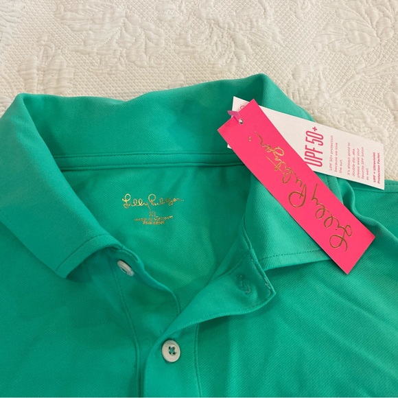 NWT LillyPulitzer Mens UPF50+ Polo in Gustavia Green size xl - Picture 2 of 8